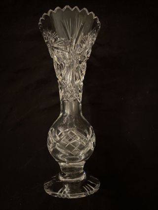 Antique Vtg American Brilliant Abp Cut Crystal Glass 8.  75 " Vase