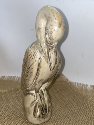 vintage carved and antiqued soapstone stone statue crane heron bird shorebird 2