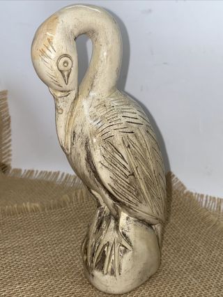 vintage carved and antiqued soapstone stone statue crane heron bird shorebird 3