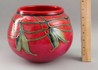 Rare Large Signed 1994 Charles Lotton Selenium Red Art Glass Bowl Ball Vase