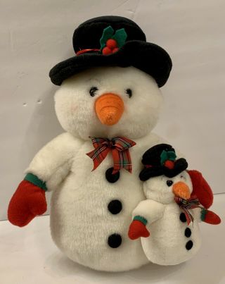 12 " 1998 Mr.  Mitts With Baby Snowman Ganz Vintage Plush Stuffed Rare Animal