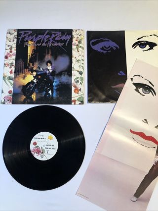 Prince Purple Rain Vinyl Lp 1984 Warner Bros W/rare Poster Insert Vg,  /ex