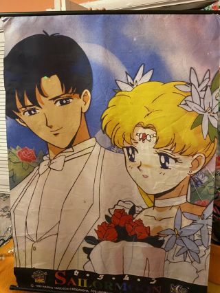 Sailor Moon Wall Scroll Fabric Poster Rare Vintage 1998