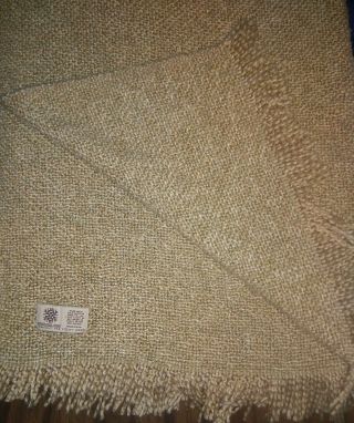 Vintage Kennebunk Weavers Fringe Throw Blanket 40 X 52 Tan Beige Lap Blanket