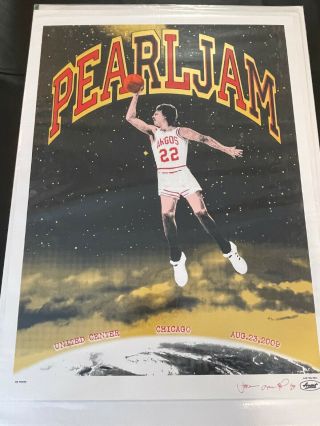 Pearl Jam - Chicago - Jeff Ament - 2009 Gold Variant Poster Signed Jeff Ament Rare