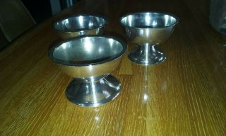 Silver Soldered Pedestal Bowls By Victor S Co.  Marked R0107 Set Of 3 Vintage