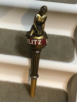 Schlitz Brewing Beer Gold Lady On Globe Rare Tap Handle Vintage Made In Usa