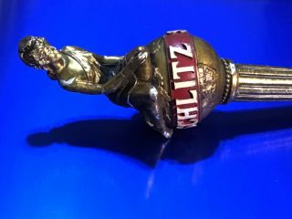 SCHLITZ Brewing Beer Gold Lady On Globe RARE Tap Handle Vintage Made In USA 2