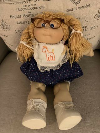 Rare Cabbage Patch Doll - 1978 - 1982 Blond Hair,  Blue Eyes,  Tortoise Glasses