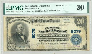 Rare $20 Series 1902 National Banknote Fort Gibson,  Oklahoma Pmg Very Fine 30