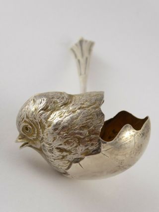 Rare Antique Solid Silver Sampson Mordan Chick Feeding Spoon Chester 1906