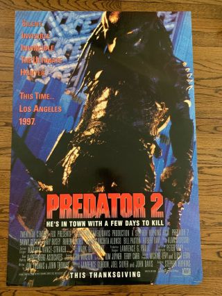 Predator 2 Rare Rolled D/s 1 - Sht / Movie Poster (danny Glover) - 1989