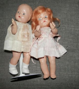 Two Vintage Vogue Toddles Girl Composition Dolls Orginal Dresses