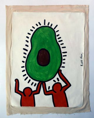 Vintage Abstract Canvas Signed Keith Haring,  Modern Old 20th Century Art 2