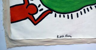 Vintage Abstract Canvas Signed Keith Haring,  Modern Old 20th Century Art 3