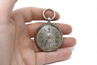 Antique Victorian Sterling Silver 925 Key Wind Ladies Fob Pocket Watch 43g 28746