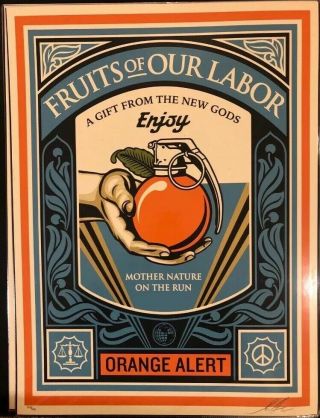 Shepard Fairey Obey Giant Fruits Of Labor Signed Numbered Screen Print Rare