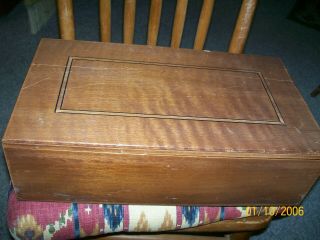 Antique Vintage Wood Box Writing Table Lap Desk With Inlaid Top