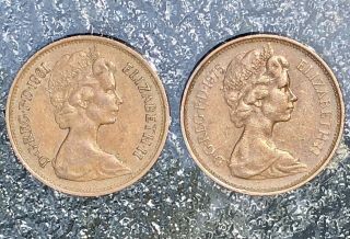 1975/81 Cameo 2 Pence British Elizabeth Ii Coins D.  G.  Reg.  F.  D.  Pre 1983 Rare