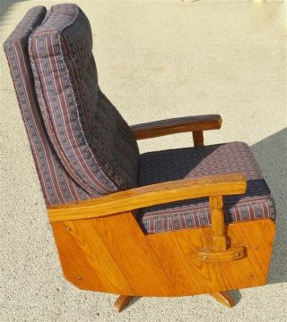 Rare 1960s A.  Brandt Ranch Oak Western Upholstered Swivel Rocker Chair