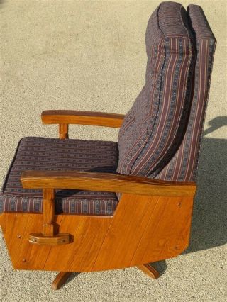 RARE 1960s A.  Brandt RANCH OAK WESTERN Upholstered Swivel Rocker Chair 3