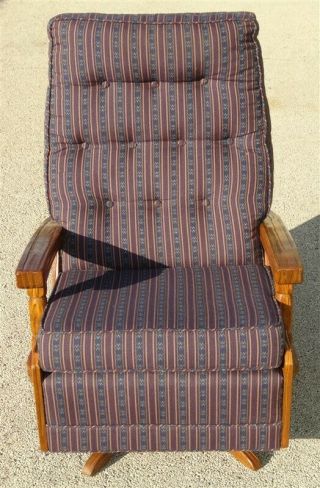 RARE 1960s A.  Brandt RANCH OAK WESTERN Upholstered Swivel Rocker Chair 4