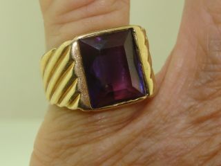 Rare Heavy 14k Solid Gold Aprox.  4 Ctw Purple Sapphire Ring Sz 4 1/2