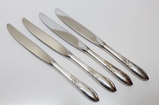 4 Vintage Gorham Aloha Pattern Silverplate Flatware Dinner Knives
