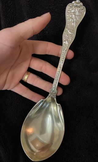 Rare Antique Tiffany & Co Sterling Silver Ornate Olympian Serving Spoon 9” 136g
