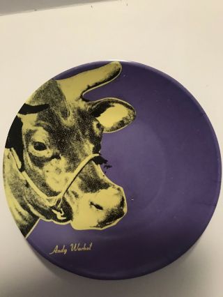 Andy Warhol Mini Cow Plate Melamine Purple And Yellow Rare Retro