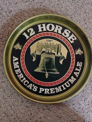 Rare Vintage Genesee 12 Horse Ale 1987 Metal Beer Tray With Liberty Bell