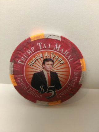 Trump Taj Mahal Casino $5 Chip Donald J.  Trump Rare - Limited Edition