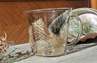 Starbucks clear glass mug gold butterfly wings,  flowers RARE Collector ' s item 2