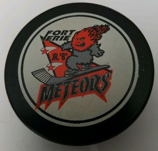 Fort Erie Meteors Jr.  B Vintage Viceroy Mfg.  Game Puck Rare Rosehill Sponsor Gem