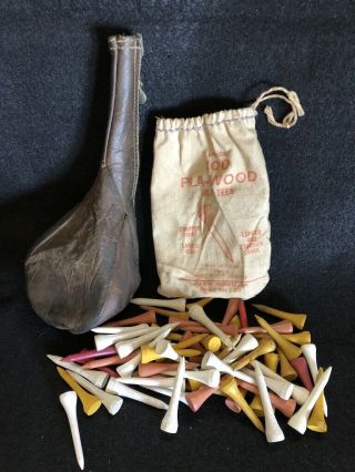 Rare Antique Hickory Shaft Driver Spoon Cover & Tees