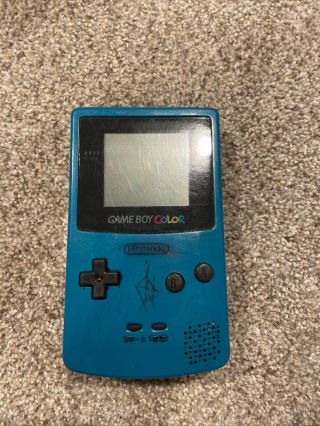 Nintendo Gameboy Color Teal Cgb - 001 Handheld Game System Parts/repair Rare