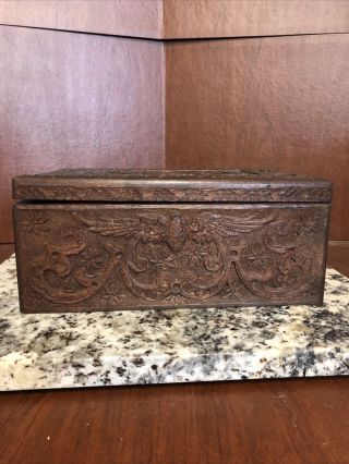 Vintage Antique Folk Art Hand Carved Wooden Box Los Angles California 1924