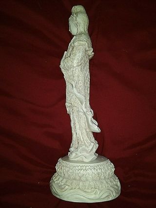 Vintage White Porcelain Standing KUAN - YIN with Vase Made 01 - 07 - 1952. 2