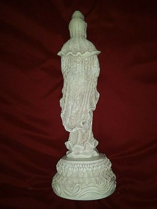 Vintage White Porcelain Standing KUAN - YIN with Vase Made 01 - 07 - 1952. 3