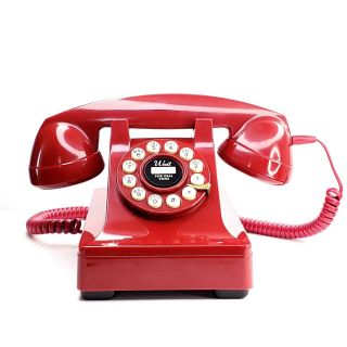 Crosley 302 Antique Style Desk Phone Retro Vintage Style Push Button Red Color