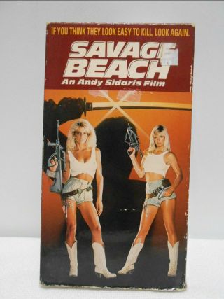 Rare SAVAGE BEACH VHS Tape Dona Speir/Hope Marie Carlton/Andy Sidaris/Cult R 2
