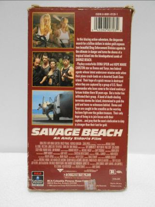 Rare SAVAGE BEACH VHS Tape Dona Speir/Hope Marie Carlton/Andy Sidaris/Cult R 3