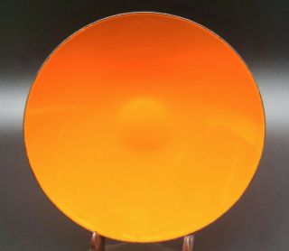 Mid Century Krenit Denmark Orange & Black Enamel Low Bowl - Herbert Krenchel