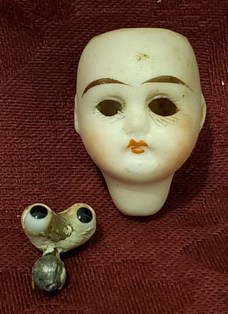 Tiny Antique German Doll Head Maker Unknown Eyes Not In Head But