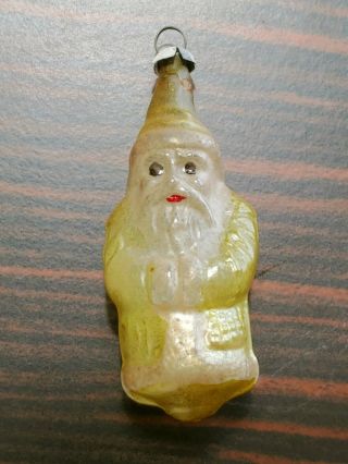 German Antique Glass Figural Yellow Santa Feather Tree Ornament Transparent Vtg