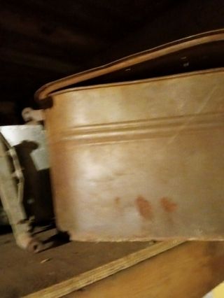 Old Vintage Primitive Steel Wash Tub Boiler W Wooden Handle