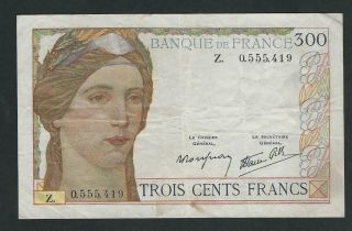 France Rare 300 Francs 1938 Vf See Scan