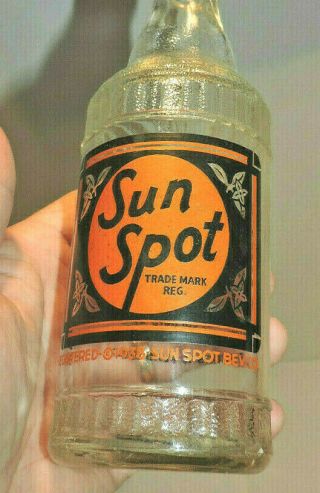 Rare Registered 1938 Sun Spot Beverages 12 Oz Bottle