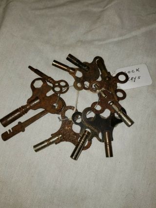 10 Vintage Antique Clock Winding Keys 10 Various Sizes