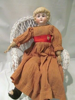 19 " Antique German Porcelain / Bisque Head Lady Doll